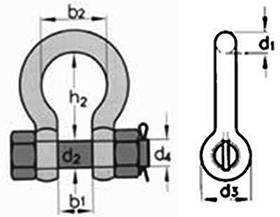 Схема Скобы такелажные омегообразные с гайкой и шплинтом (G2130)