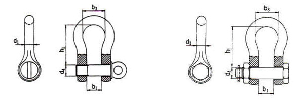 Схема Скобы такелажные прямые с гайкой и шплинтом (G2150)